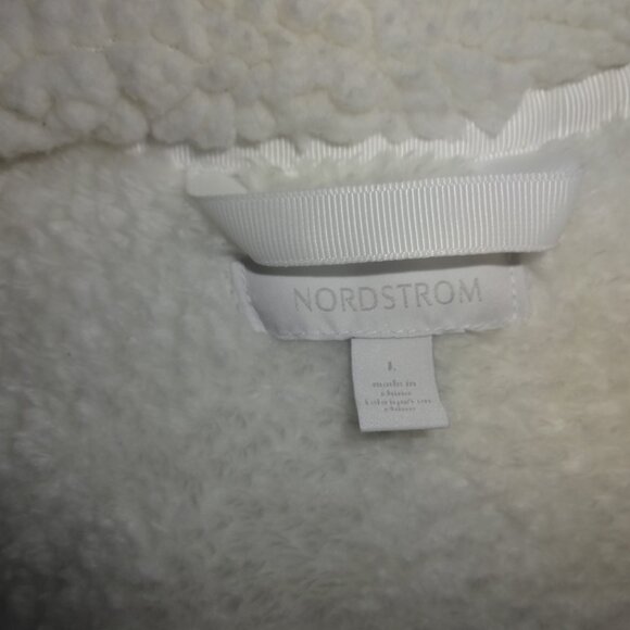 Nordstrom Robe Spa ivory/off white Soft Plush fleece Sherpa Belt/wrap Women L - Picture 9 of 12
